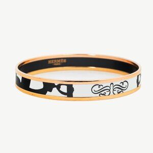 Hermes Brides de Gala White & Black Enamel Tattoo Bangle